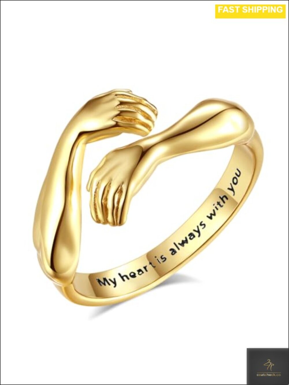 S925 Sterling Silver 18K Gold-Plated Adjustable Hug Ring Open Band